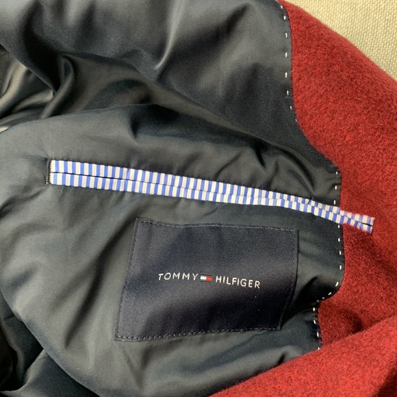 Tommy Hilfiger Mens Addison Maroon Single Breasted Wool Blend Overcoat Size 44R - Picture 7 of 13